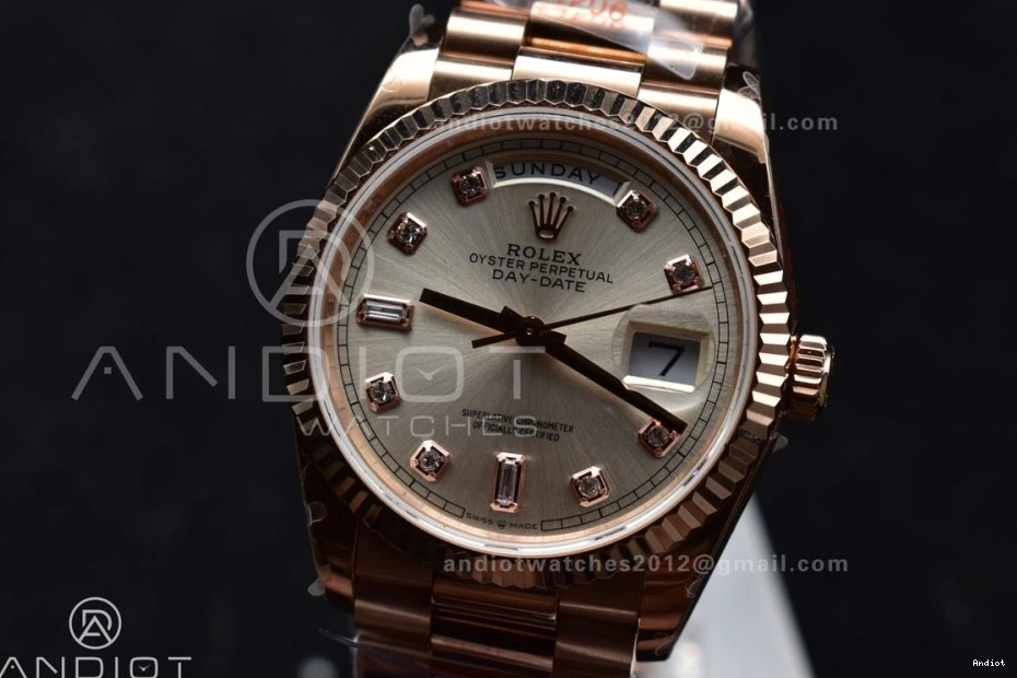 RG with Square 904L Diamond on 36 Bracelet Best Steel (Gain Silver Weight) DayDate Edition Dial President V5 QF vr3255 0310